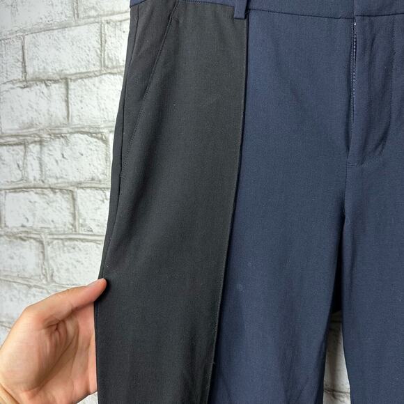 Vince Pants Wool Trousers Colorblock Contrast Skinny Ankle Navy Blue Black 6 - Picture 6 of 9